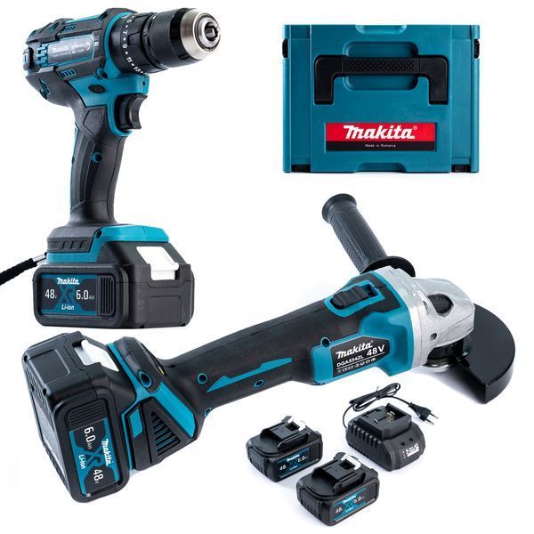 Набор Makita 2в1 аккумуляторный (Ударный шуруповерт DTW485 + Болгарка 125мм DGA554ZL) Бесщеточный набор Макита (48V 6Ah) 51553 фото