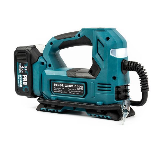 Акумуляторний компресор безщітковий Rynor ​​KW200 PRO (21V, 4Ah) Універсальний компресор Райнор з LED-дисплеєм KW200 PRO фото