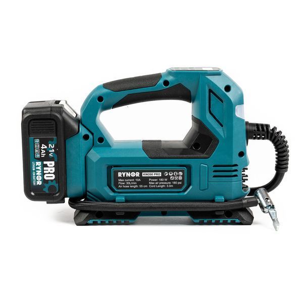 Акумуляторний компресор безщітковий Rynor ​​KW200 PRO (21V, 4Ah) Універсальний компресор Райнор з LED-дисплеєм KW200 PRO фото