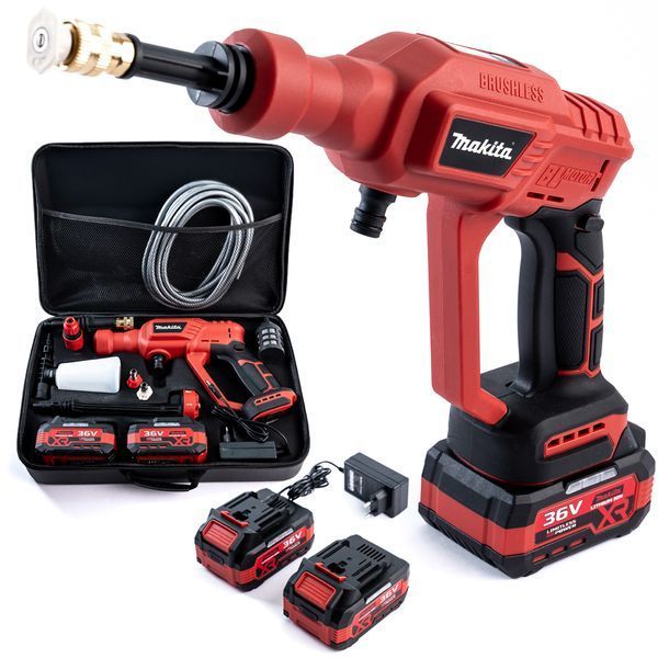 Аккумуляторная автомойка Makita DXR-928 RED (36V, 40 БАР) Портативная бесщеточная мойка Макита с цифровым дисплеем 32225 фото