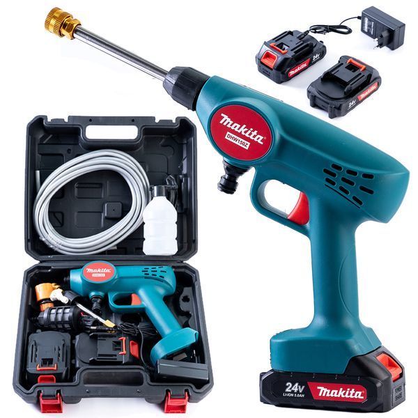 Ручная аккумуляторная мини-мойка Makita DHW150Z (24V 5Ah 36 БАР) Бесщеточная портативная мойка Макита с 2 АКБ в кейсе 21557 фото