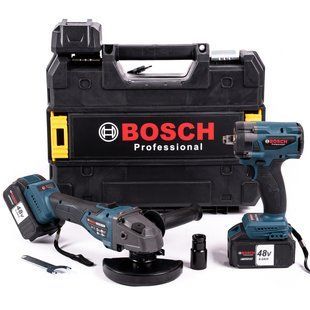 Набор Bosch 2в1 (Болгарка GWX 48V-10C и Гайковерт GDS48V-LI PRO) Бесщеточный АКБ набор Бош 48V 77750 фото