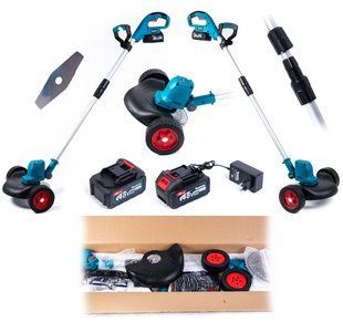 Акумуляторна садова коса Makita DUR200ZLX (48V, 6Ah) Тример Макіта на колесах з двома АКБ для підрізування трави 777110 фото