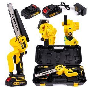 Мини-пила бесщеточная аккумуляторная TigerKraft PS 16 PRO (21V, 4Ah) Веткорез Тайгеркрафт шина 20 см + 2 АКБ для сада PS 16 PRO фото