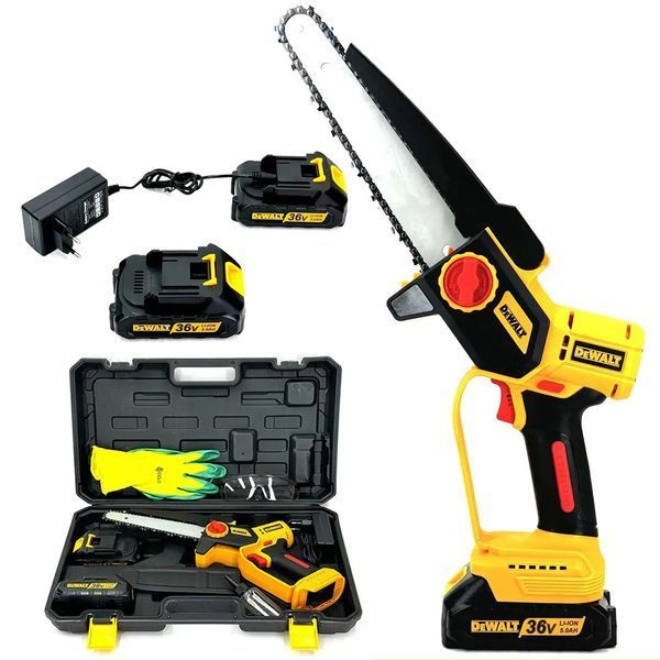 Аккумуляторная пила DeWalt DCMPS520P1 (36V 5Ah) Бесщеточная мини-пила Деволт шина 20 см с двумя АКБ для садовых работ 35412 фото