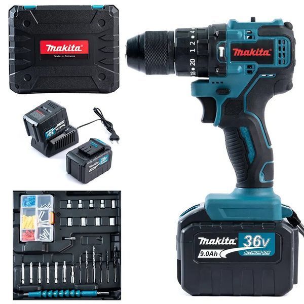 Аккумуляторный бесщеточный шуруповерт Makita DTW489 (36V 9Ah) АКБ ударный шуруповерт Макита 13 мм + набор насадок 2457226199 фото