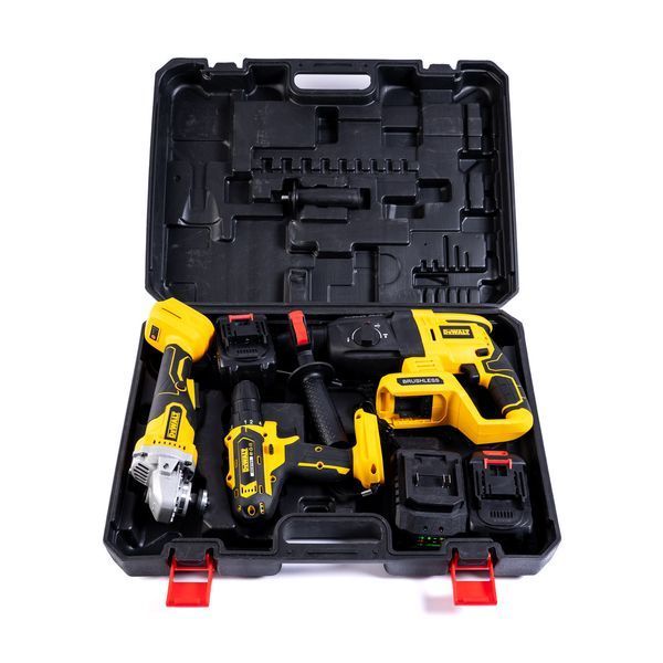 Акумуляторний набір 3в1 DeWalt 48V (Перфоратор DCD900B + Шуруповерт DCD791 + Болгарка DCG413) Набір Деволт з 2 АКБ 77729 фото