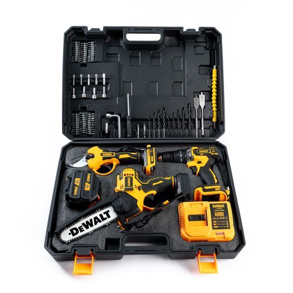 Набір 3в1 DeWalt (Секатор DCMP575P2 +Шуруповерт DCD996P2 +Пила DCM200N) АКБ комплект Деволт 3в1 (24V 5Ah) з оснащенням 154622 фото