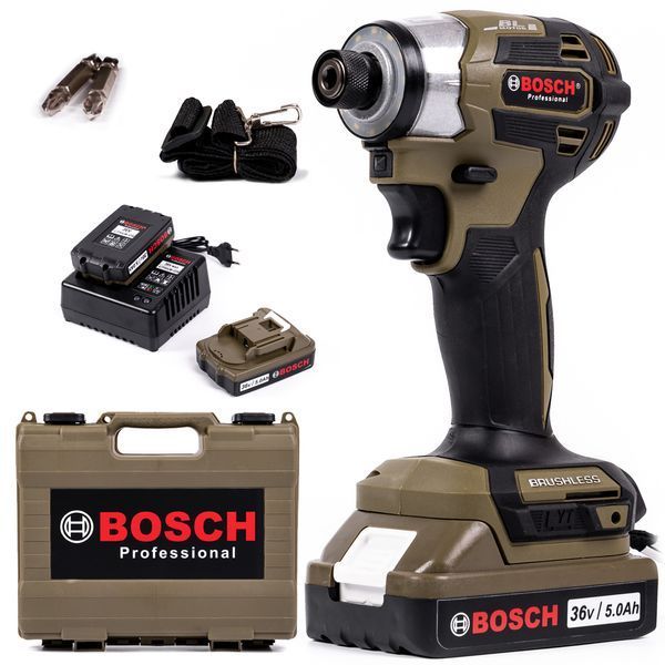 Аккумуляторный винтоверт Bosch GDR36V-200C (36V 5Ah) Бесщеточный винтоверт Бош c 2 АКБ и подсветкой 77778 фото